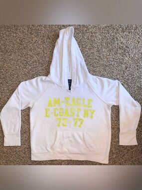 American Eagle Outfitters White Hoodie with Yellow Graphic